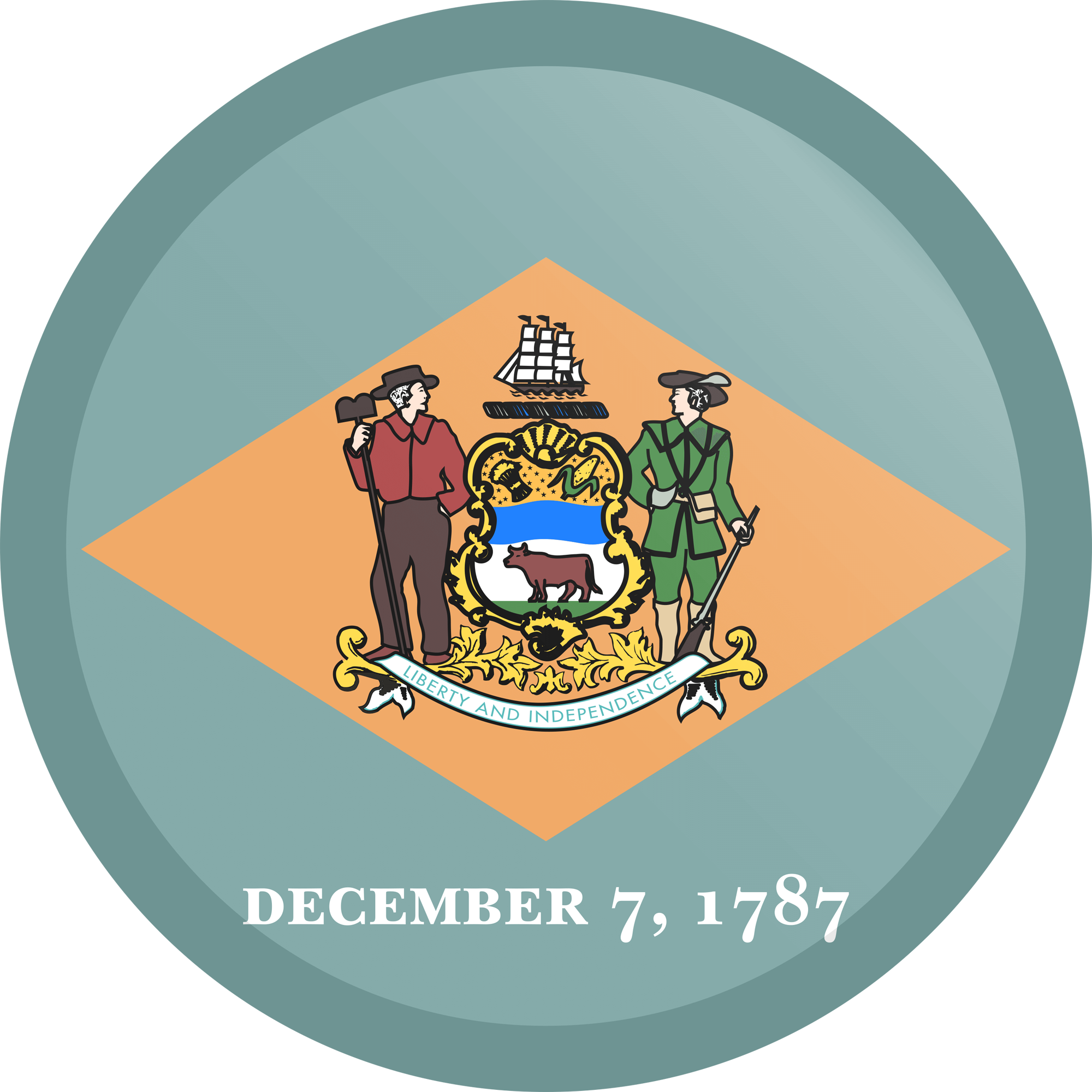 Bouton rond du drapeau du Delaware