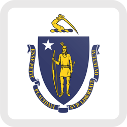 Bouton carré du drapeau du Massachusetts