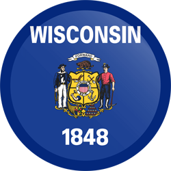 Bouton rond du drapeau du Wisconsin