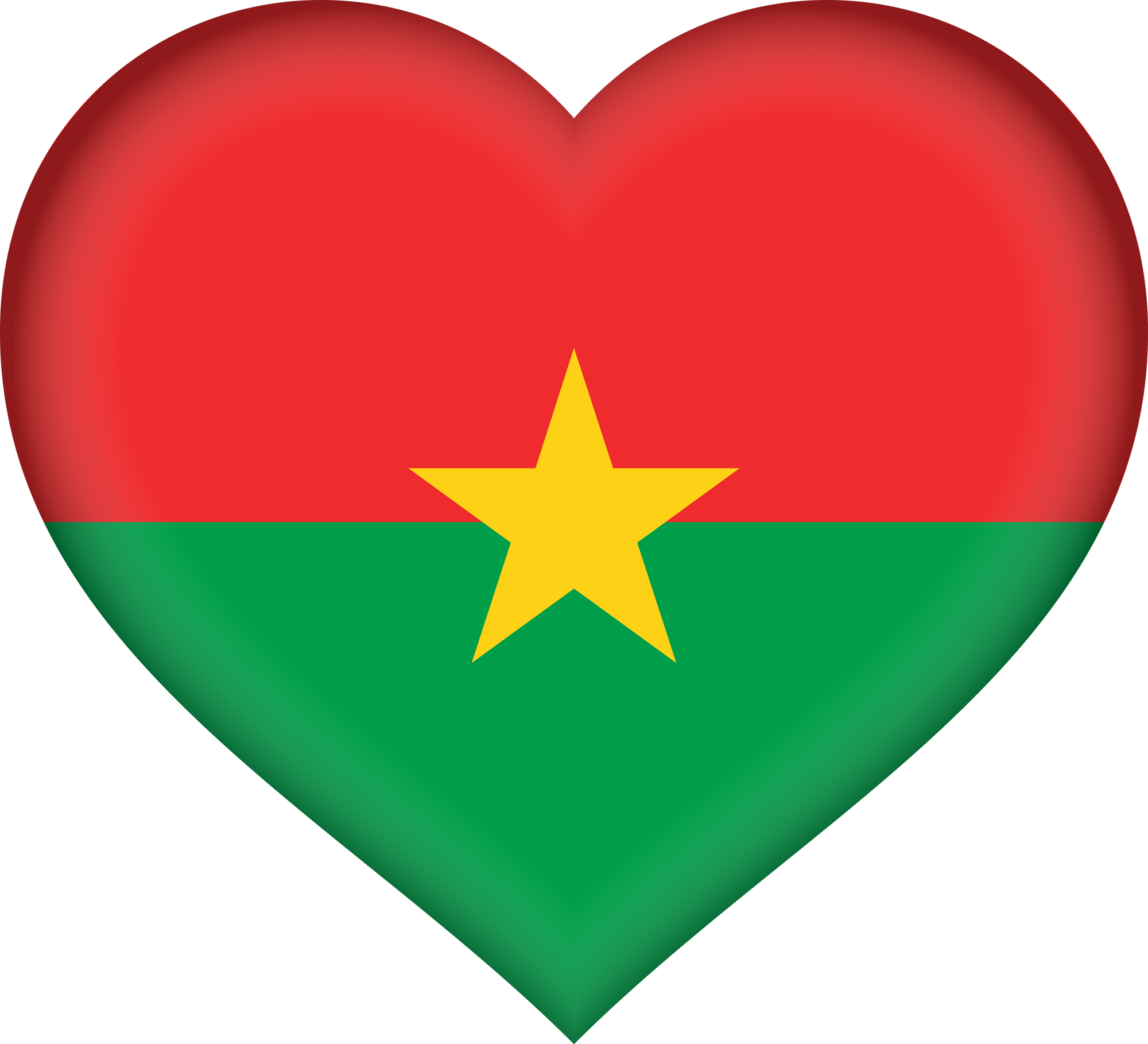 Cœur 3D du drapeau du Burkina Faso