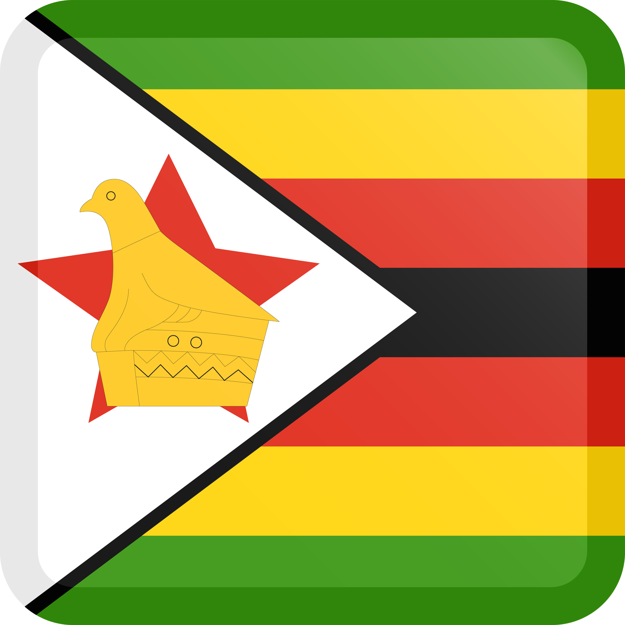 Bouton carré du drapeau du Zimbabwe